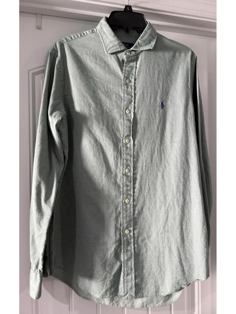 Polo Ralph Lauren Men’s Medium Green Button Up Dress Logo